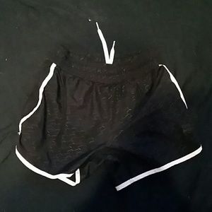 Black shorts white drawstrings and lines